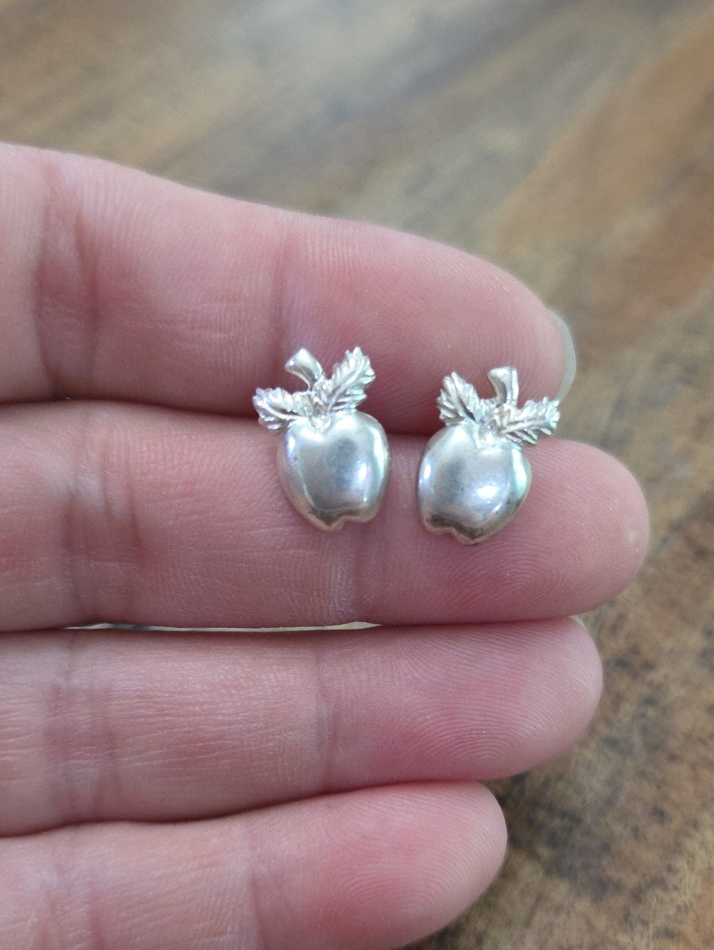 Sterling Silver Apple Stud Earrings
